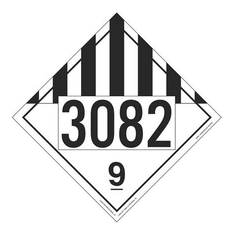 Un3082 Misc Dangerous Goods Numbered Placard