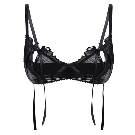 women lace bra set 1 4 cup unlined shelf bra crotchless briefs daily underwear ebay