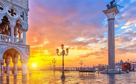 Romantic Sunset In Venice Italy Wallpaper Free Desktop