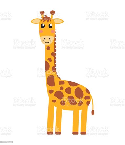 Vector Illustration Of Cute Giraffe Cartoon On White Background Stock