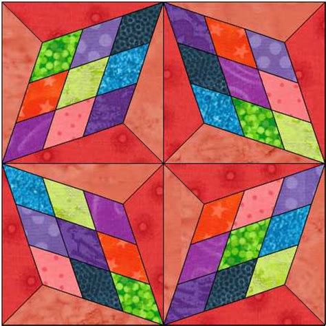 Four Block Star Pattern Star Block Instant Download Etsy Colchas