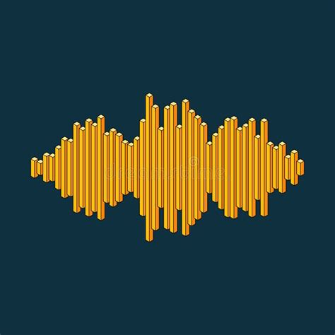 Flat Isometric Music Wave Icon Made Of Peak Lines Stock Vector