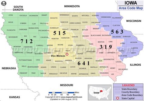 Iowa Area Codes Map Of Iowa Area Codes