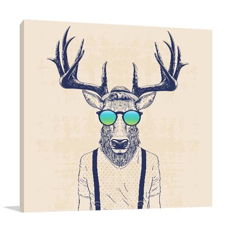 Hipster Deer Canvas Art Print Online Gallery Of Wallarts