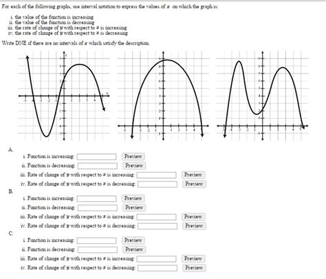 Solved For Each Of The Following Graphs Use Interval Not