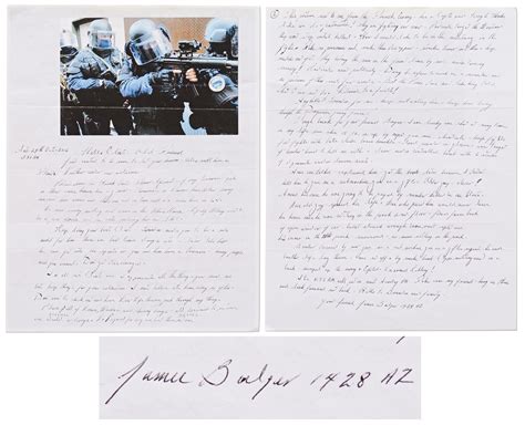 Lot Detail James Whitey Bulger Autograph Letter Signed From Prison With Content On His
