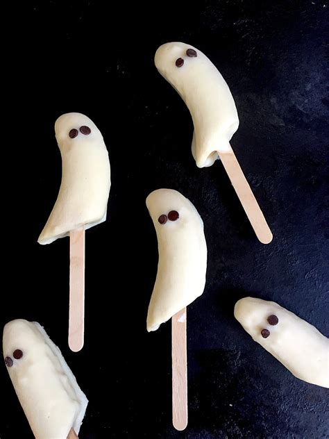 Healthy Halloween Treats For Kids Banana Ghost Pops