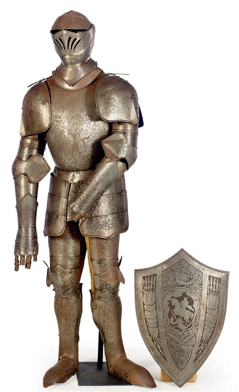 Decorative Full Armor With Shield In The 16th Century Style For Sale