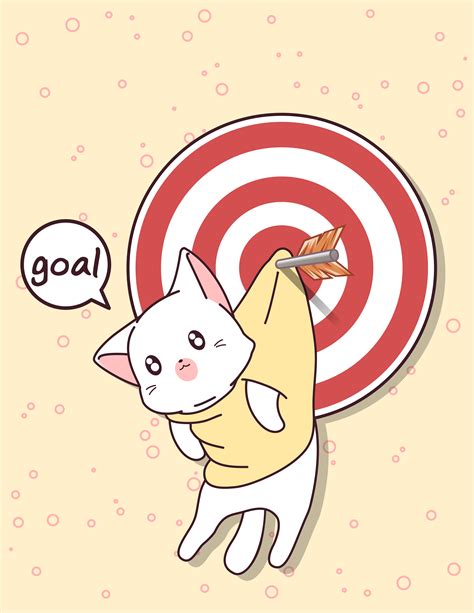 kawaii cat and goal with arrow 629641 vector art at vecteezy