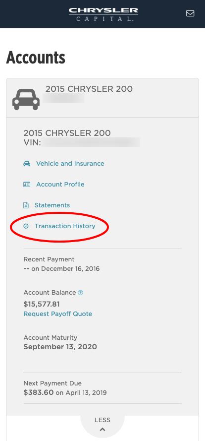 Your account number, first payment draft date and confirmation of the payment amount. Customer FAQs | Chrysler Capital