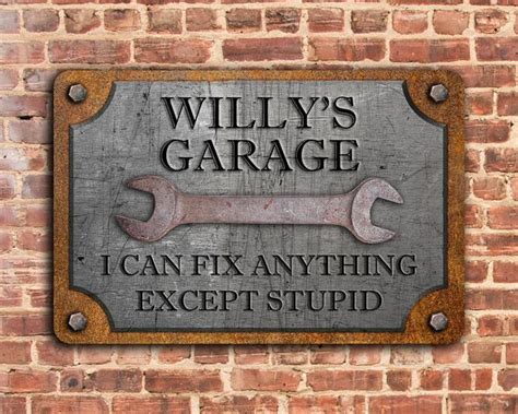 Custom Rust And Steel Appearance Metal Garage Sign 12 X 18 Etsy