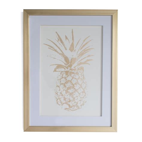 Pineapple Gold And White Framed Art W330mm H430mm Departments Diy