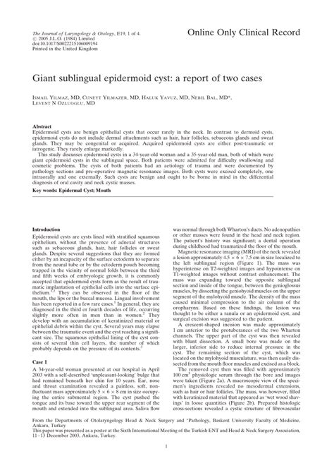 Pdf Giant Sublingual Epidermoid Cyst A Report Of Two Cases