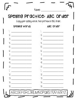 Select one or more questions using the checkboxes above each question. ABC Order Worksheet (blank) by MissCuadraTeaches | TpT