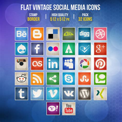 Free Flat Vintage Social Media Icon Set Titanui