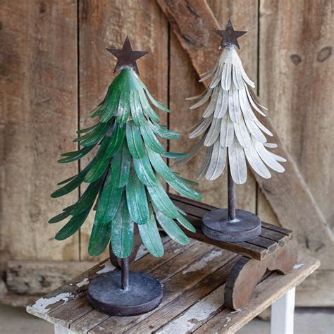 Small Metal Tabletop Christmas Trees Set Of Two Metal Christmas Trees