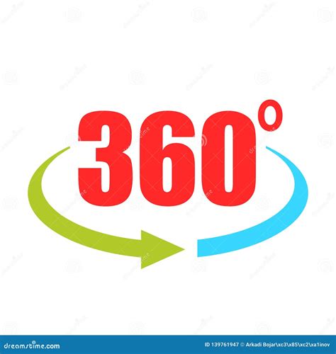 360 Degree Vector Icon Set Round Arrow Rotation Symbol Full View