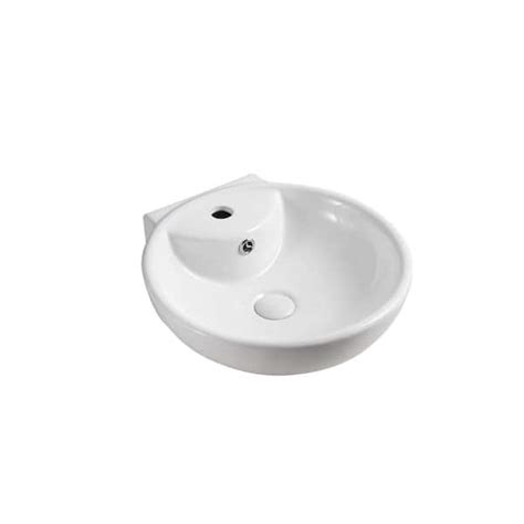 Elanti Wall Mounted Rounded Bathroom Sink In White Ec9819 The Home Depot