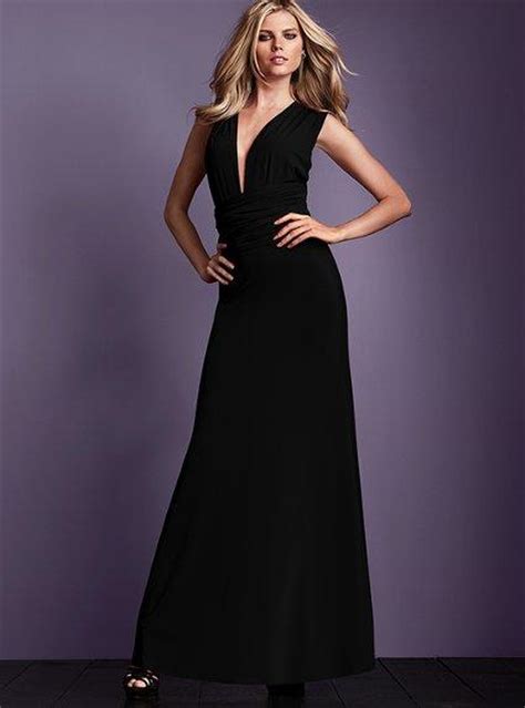 new victoria secret deep v neck maxi dress full skirt sexy black xs xl cocktail