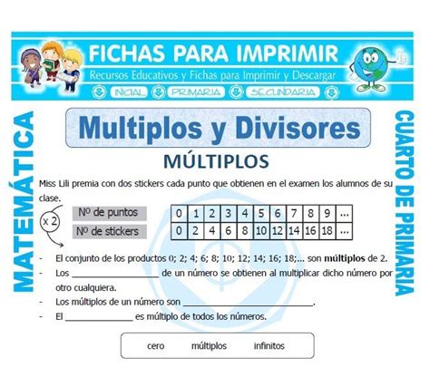 Ficha De Multiplos Y Divisores Para Cuarto De Primaria Multiplos Y