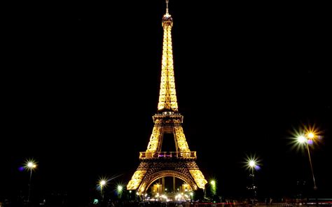Eiffel Tower Paris Landscapes Night Lights France Skies Night Light
