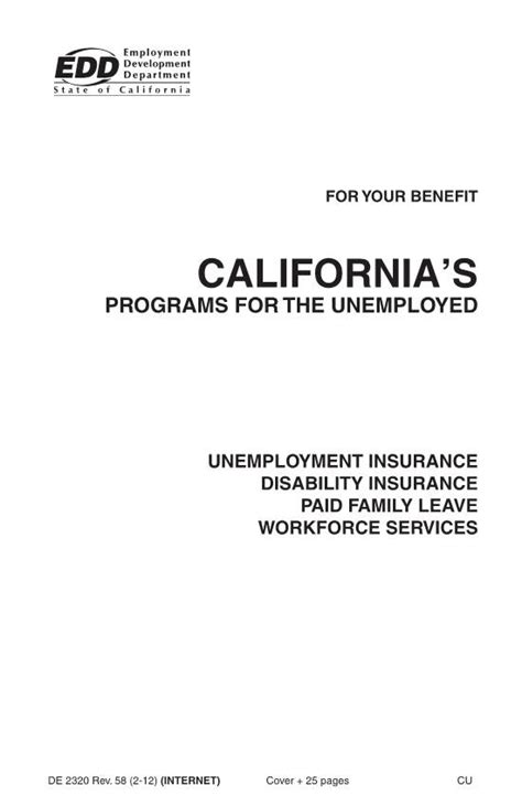 De 2320 Californias Programs For The Unemployed Pamphlet Edd Docslib