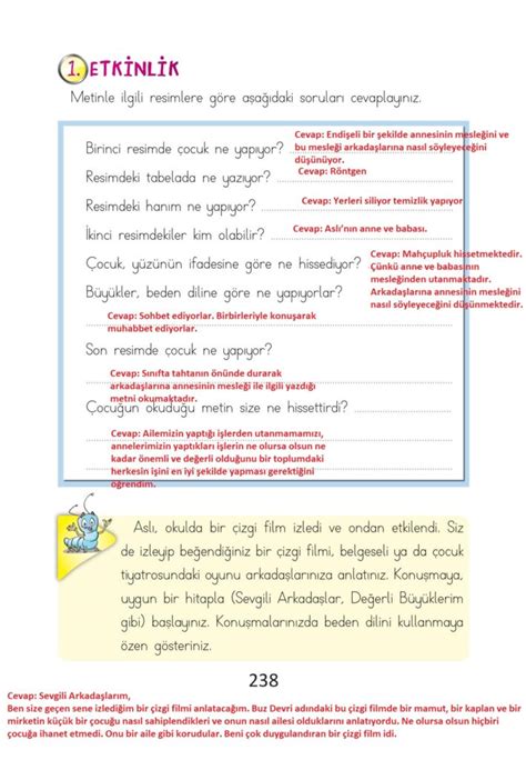 2 Sınıf Türkçe Ada Matbaacılık Yayıncılık Sayfa 238 Cevapları