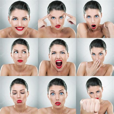 Young Woman Face Expressions Composite Stock Photo By ©feedough 18610033
