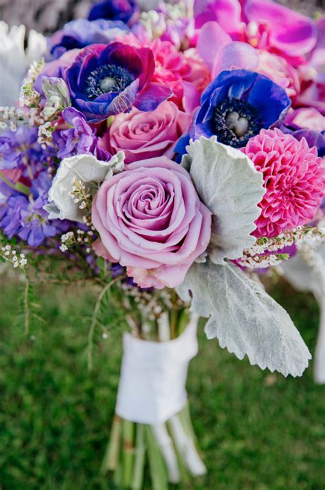 Bridal Bouquet In Shades Of Pink Purple And Blue Maui Wedding Planners
