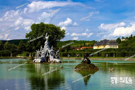 Baroque Garden With Fountains And Castle Veitshchheim Near W Rzburg