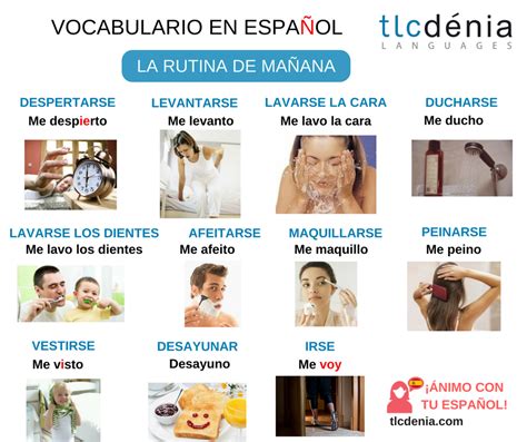 Vocabulario En Español La Rutina De Mañana Spanish Vocabulary
