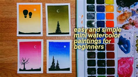 4 Easy And Simple Mini Watercolor Paintings For Beginners Step By