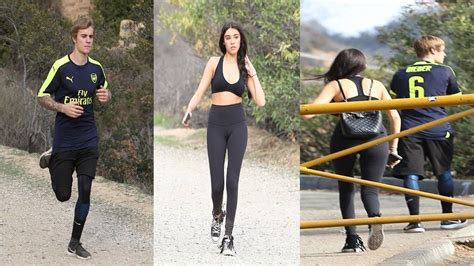 justin bieber goes for a run with crop top wearing protegee madison crop tops how to wear