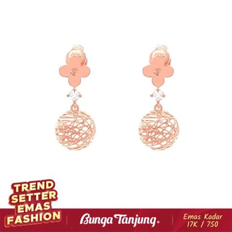 Jual Anting Fashion Bola Clover Emas K Bunga Tanjung Gold