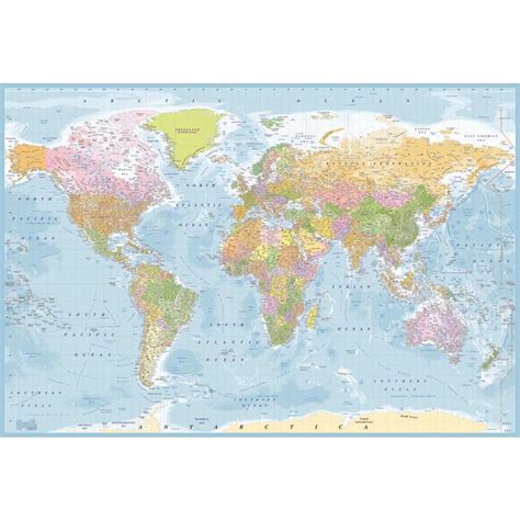 1 Wall Blue World Map Atlas Wallpaper Mural 158m X 232m