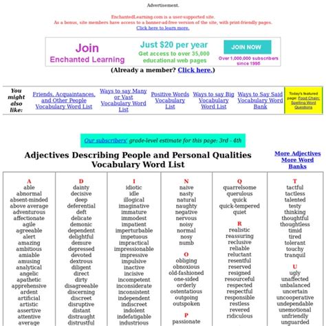 Adjectives are words that modify (describe) nouns. Adjectives Describing People and Personal Qualities ...