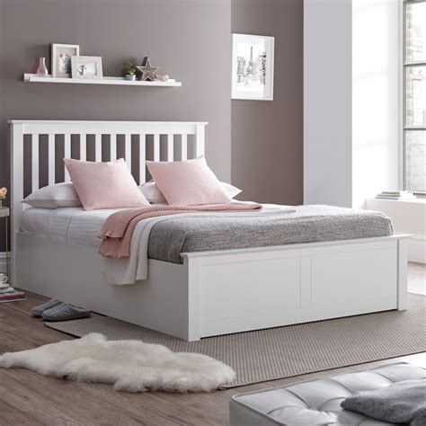 Malmo White Wooden Ottoman Bed Frame 4ft Small Double