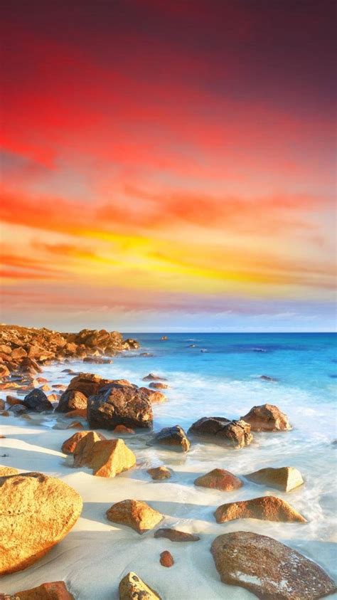 Download Stones On The Beach Beautiful Phone Wallpaper