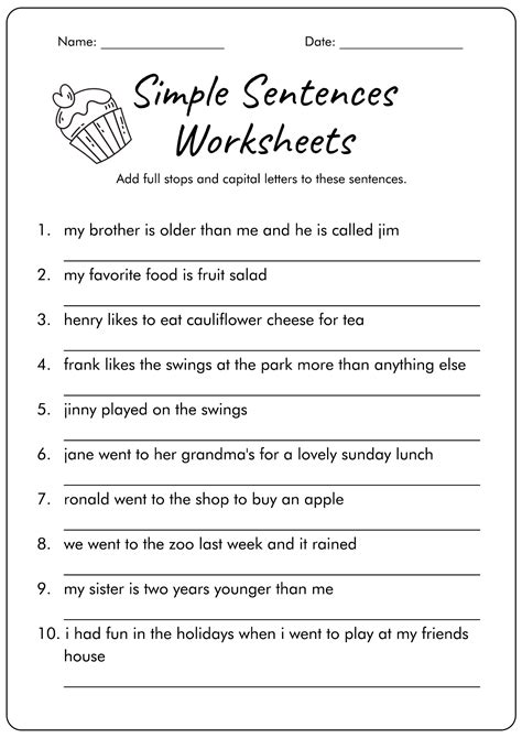 Sentence Structure Worksheets Pdf