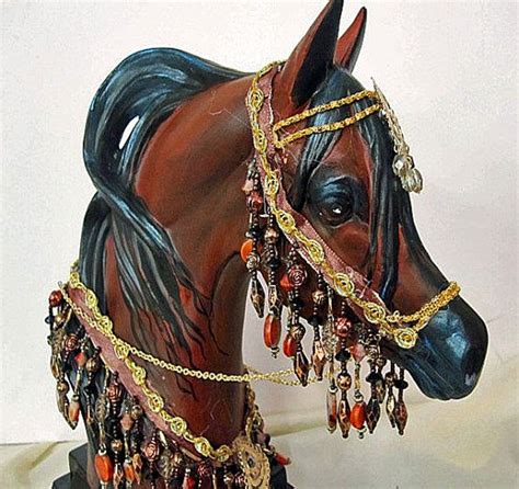 Arabian Horse Bust Art Hand Painted Bust In Native Halter Etsy