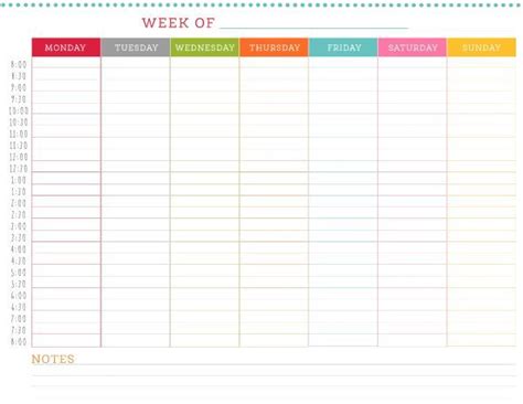 printable weekly schedule weekly planner template
