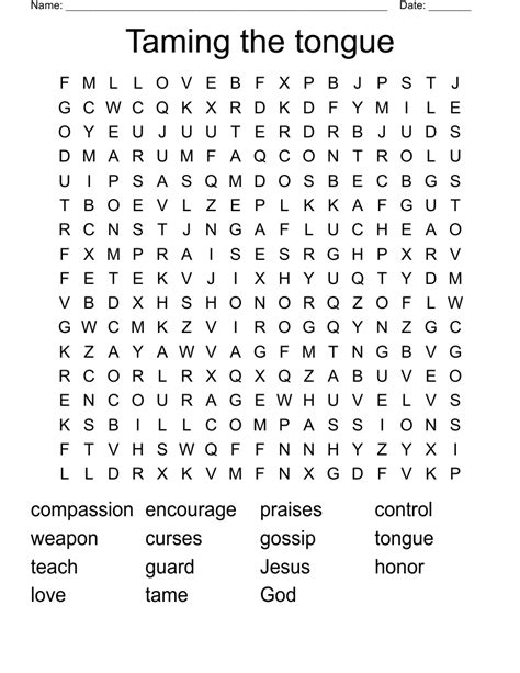 James 3 The Tongue Word Search Wordmint