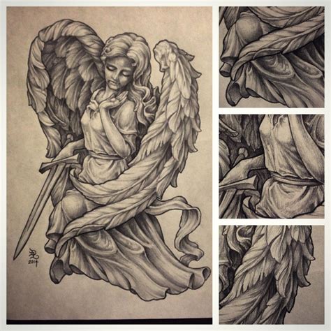 Pencil Drawing Of An Angel Statue Imgur Half Sleeve Tattoos