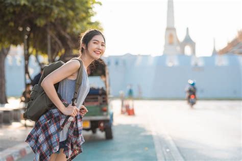 Traveler Asian Woman Traveling And Walking In Bangkok Thailand Paid