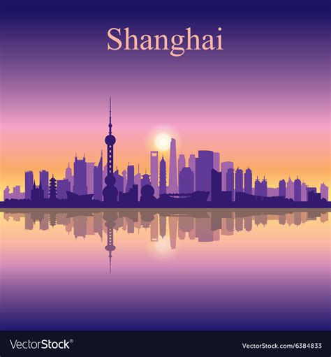 Shanghai City Skyline Silhouette Background Vector Image