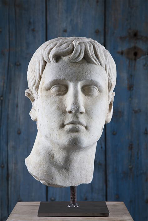 Antique White Marble Statue Depicting A Roman Head Piet Jonker