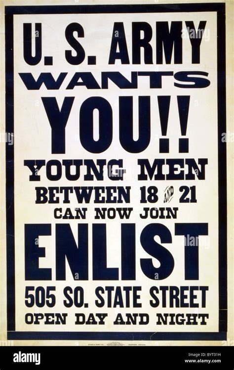 Recruitment Poster Us Army Wants You Young Men Between 18 And 21
