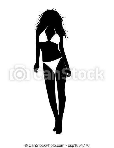 Stock Illustration Of Bikini Girl Silhouette Black White Csp My XXX Hot Girl