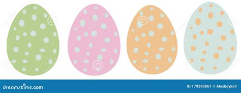 Conjunto De Huevos De Pascua En Tonos Pastel Con Puntos Stock De