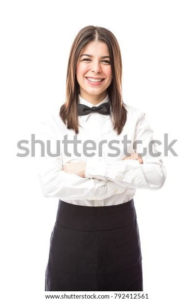 Portrait Pretty Young Woman Working Waitress Stock Photo 792412561